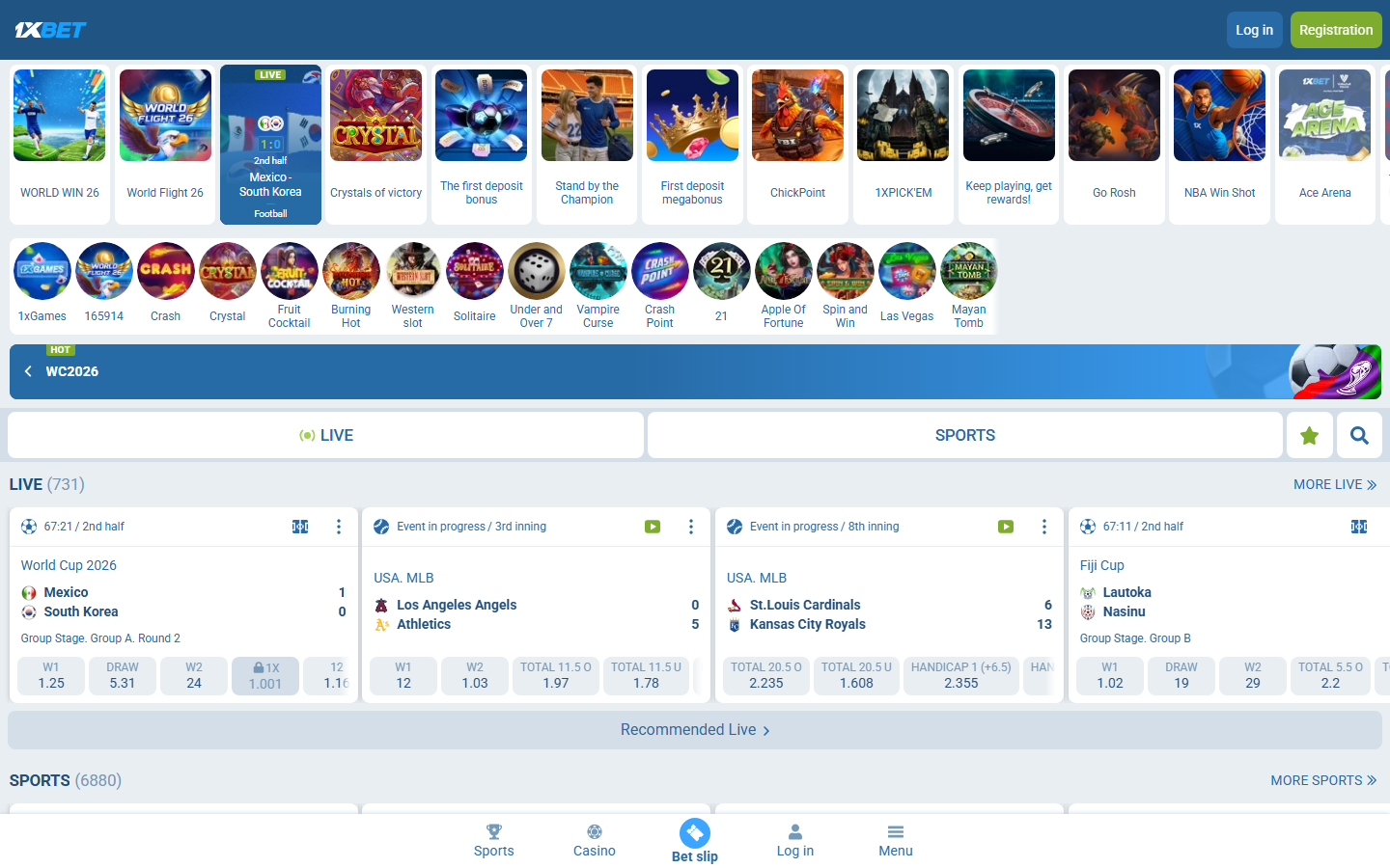 1xBet public page screenshot for Tower Rush checks
